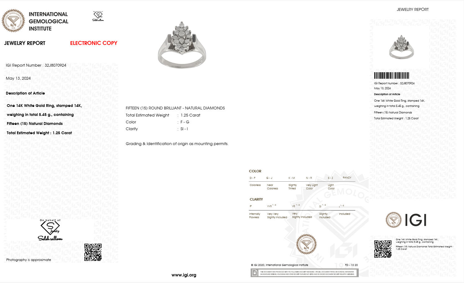 14K White Gold with Natural Diamond Cluster-Saleh Sallom