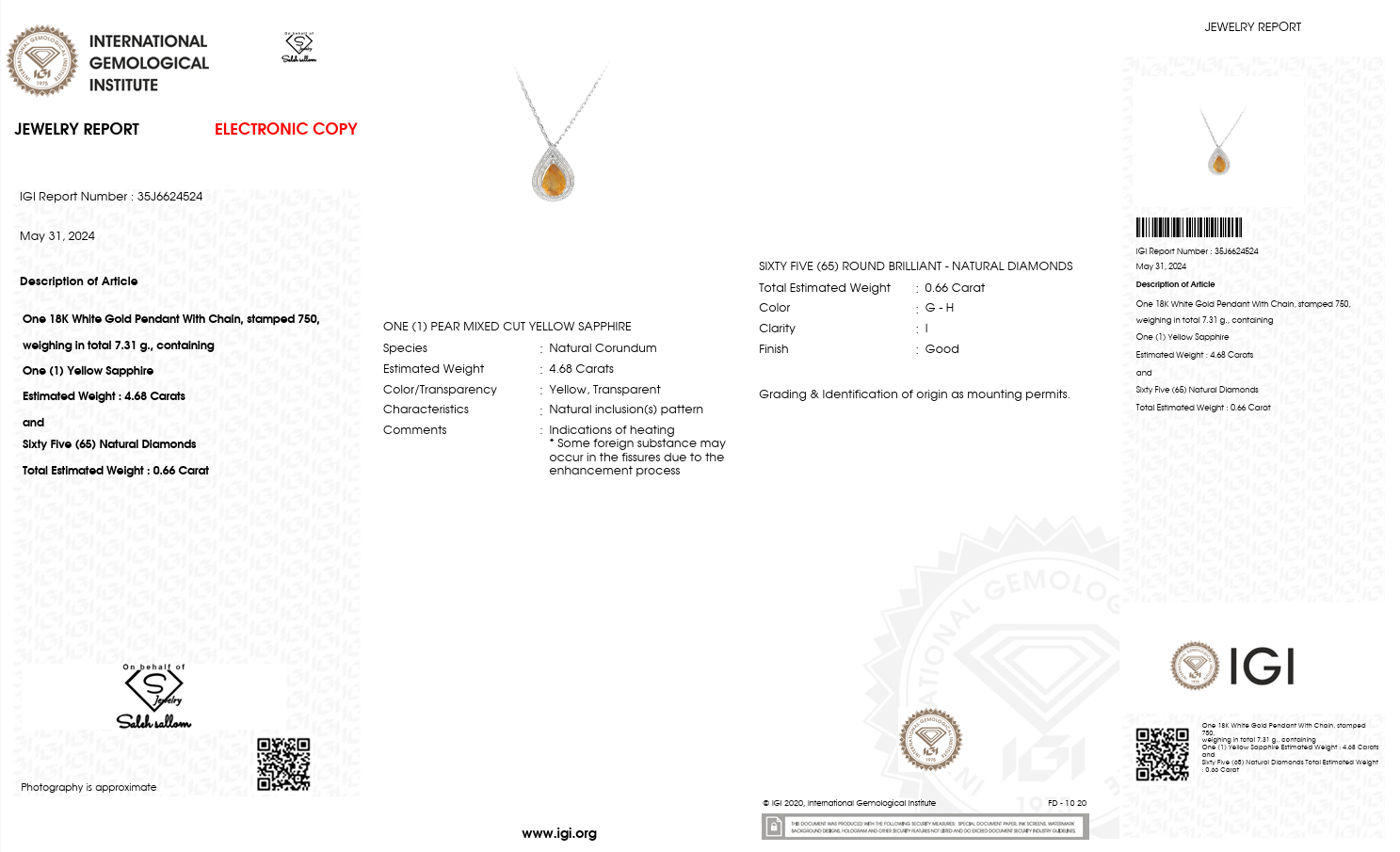 18K White Gold with Natural Diamond Accents-Saleh Sallom