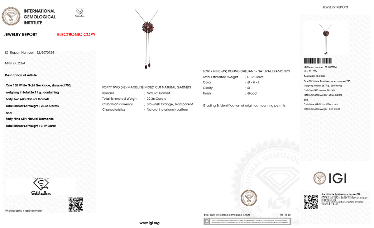 18K White Gold with Natural Garnet & Diamond Accents-Saleh Sallom