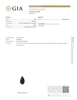 Natural Black Opal & Diamond Pendant Necklace | 4.28 CT Natural Black Opal | 2.81 CT Natural Diamonds | 18K White Gold | GIA Certified | Saleh Sallom