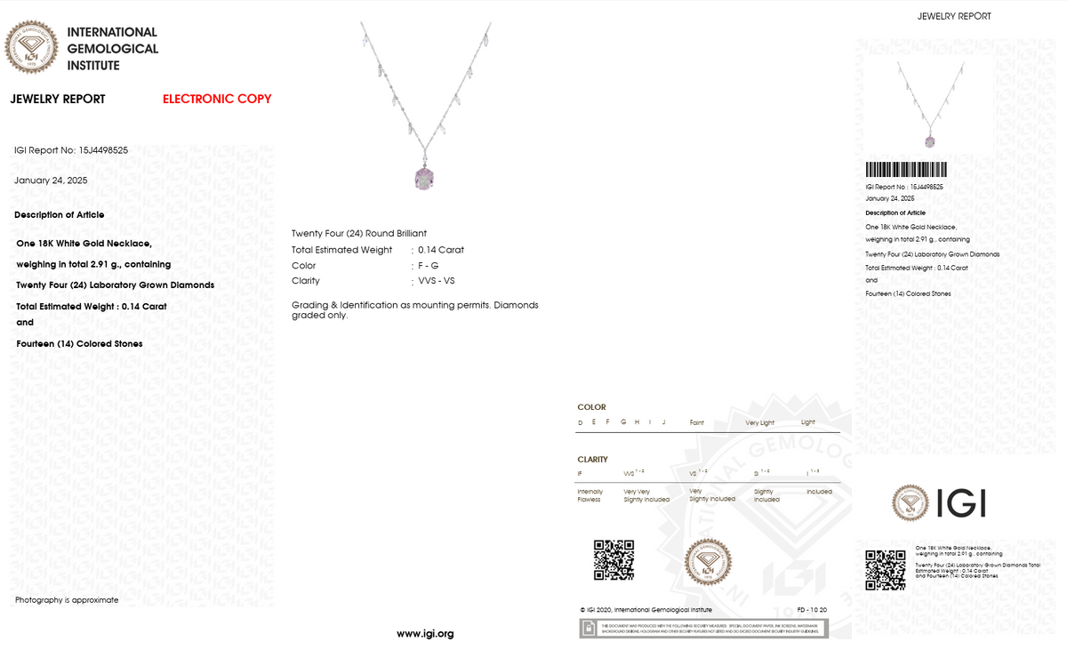 Lab-Grown Diamond & Pink Gemstone Pendant Necklace | 5.64 CT Total | 18K White Gold | IGI Certified | Saleh Sallom