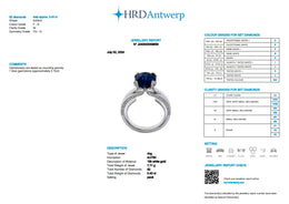Natural Blue Kyanite & Diamond Ring | 4.15 CT Blue Kyanite | 0.43 CT Natural Diamonds | 18K White Gold | Saleh Sallom Jewelry