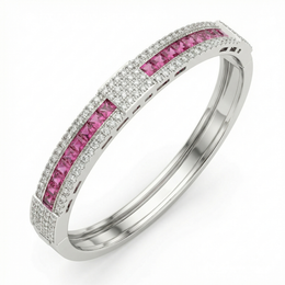 Natural Diamond & Ruby Tennis Bracelet | 1.04 Ct Diamonds | 18K White Gold | HRD Certified | Saleh Sallom-Saleh Sallom