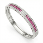 Natural Diamond & Ruby Tennis Bracelet | 1.04 Ct Diamonds | 18K White Gold | HRD Certified | Saleh Sallom-Saleh Sallom