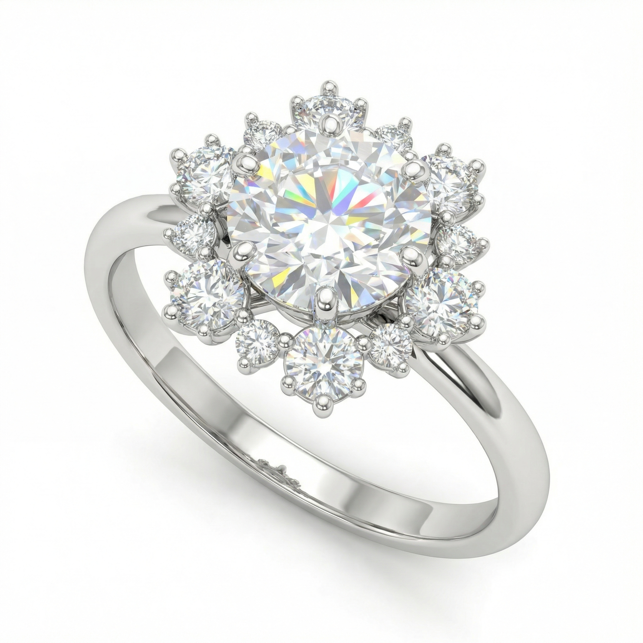 Floral Halo Diamond Ring | 1.01 Carat | VS1 | White Gold | Saleh Sallom-Saleh Sallom