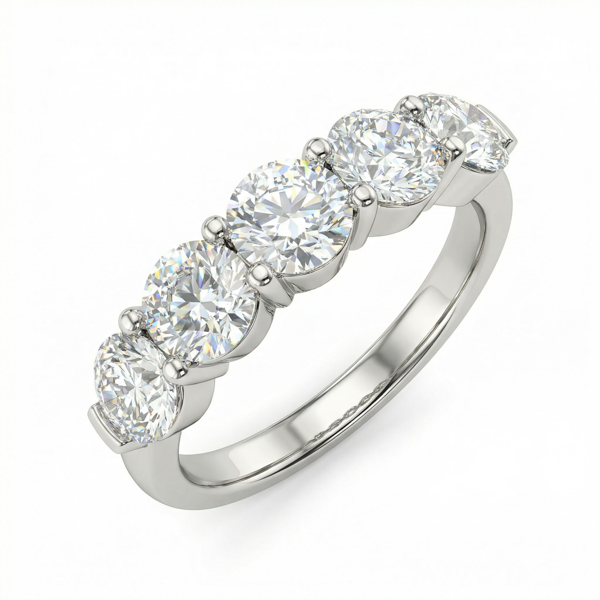Five Stone Round Diamond Ring in White Gold | 2.18 Carat | VS1 Clarity | Luxury Anniversary Band | Saleh Sallom-Saleh Sallom