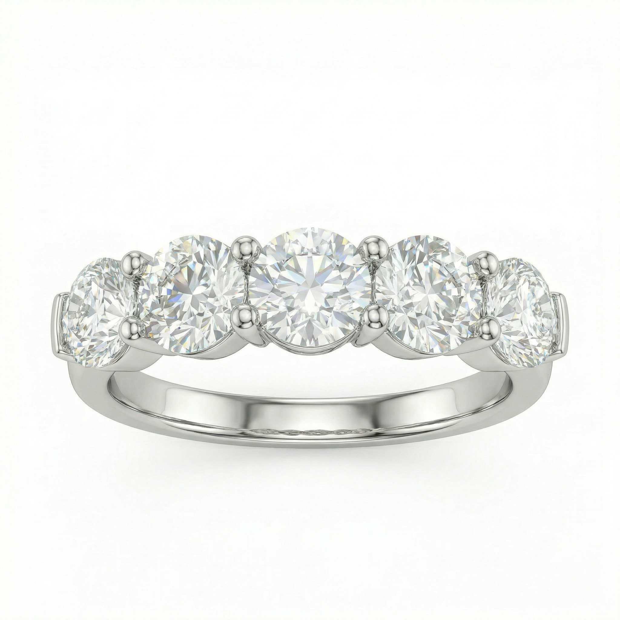 Five Stone Round Diamond Ring in White Gold | 2.18 Carat | VS1 Clarity | Luxury Anniversary Band | Saleh Sallom-Saleh Sallom Main image