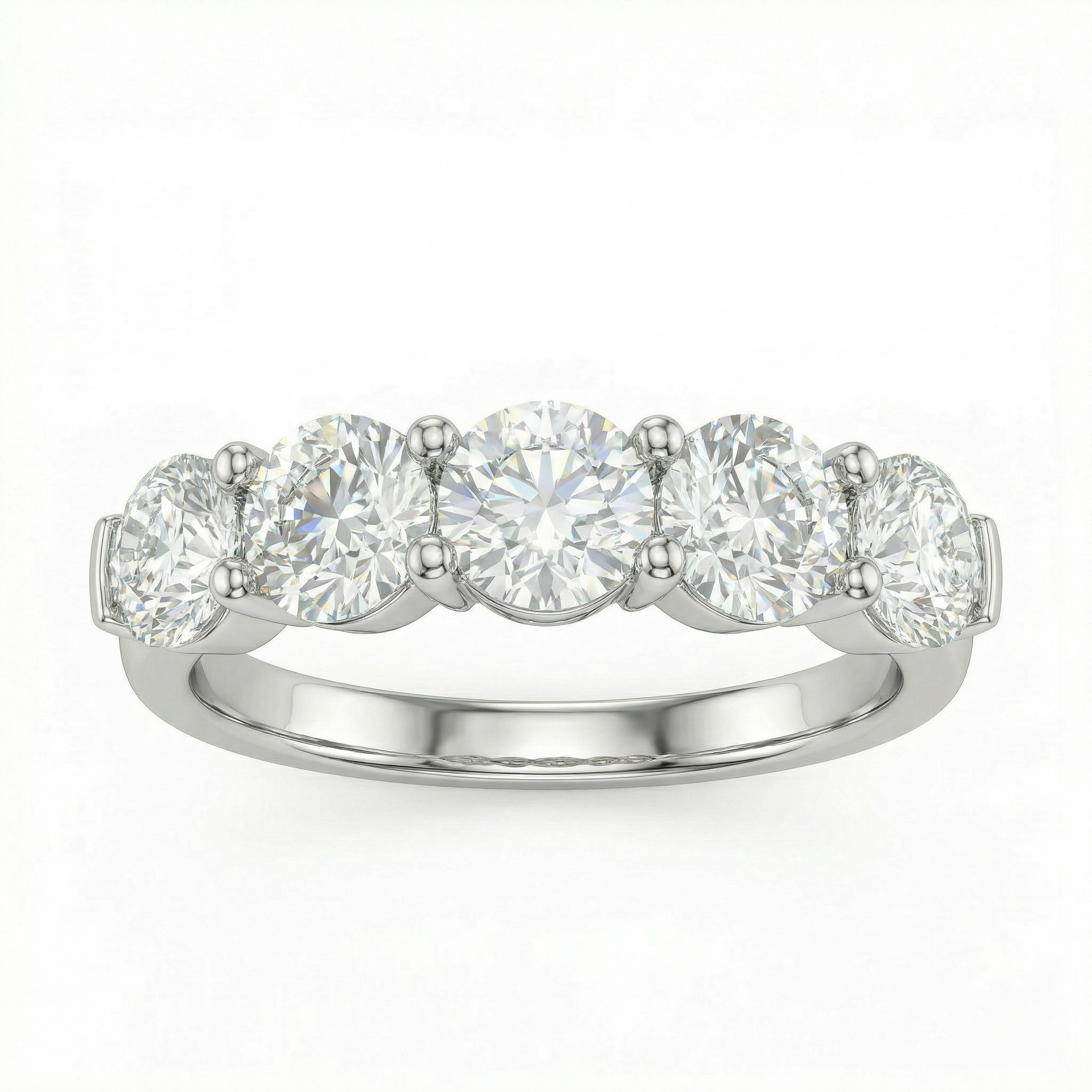Five Stone Round Diamond Ring in White Gold | 2.18 Carat | VS1 Clarity | Luxury Anniversary Band | Saleh Sallom-Saleh Sallom