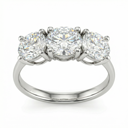 Three Stone Round Diamond Ring in White Gold | 2.40 Carat | VS1 Clarity | Trilogy Engagement Ring | Saleh Sallom-Saleh Sallom