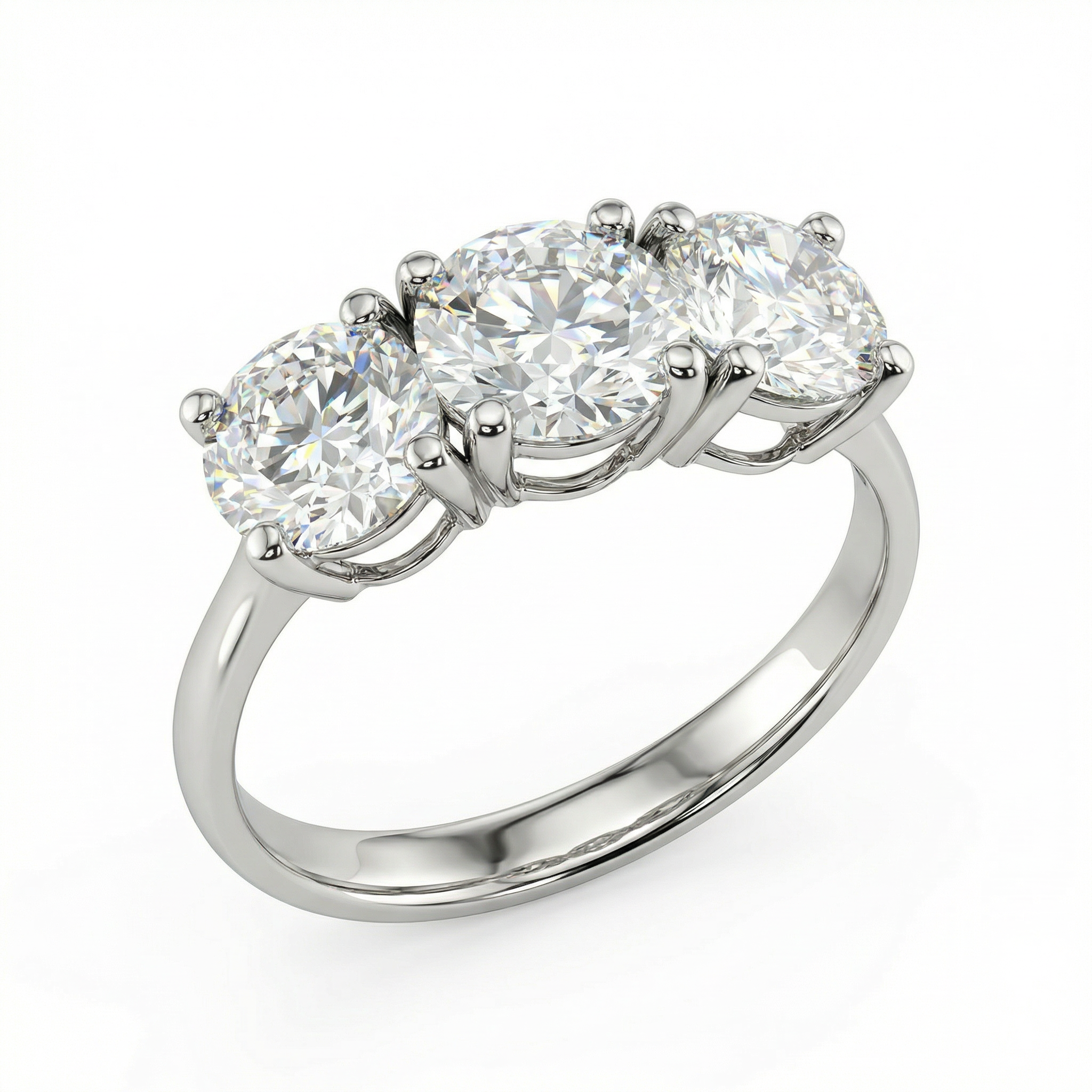 Three Stone Round Diamond Ring in White Gold | 2.40 Carat | VS1 Clarity | Trilogy Engagement Ring | Saleh Sallom-Saleh Sallom