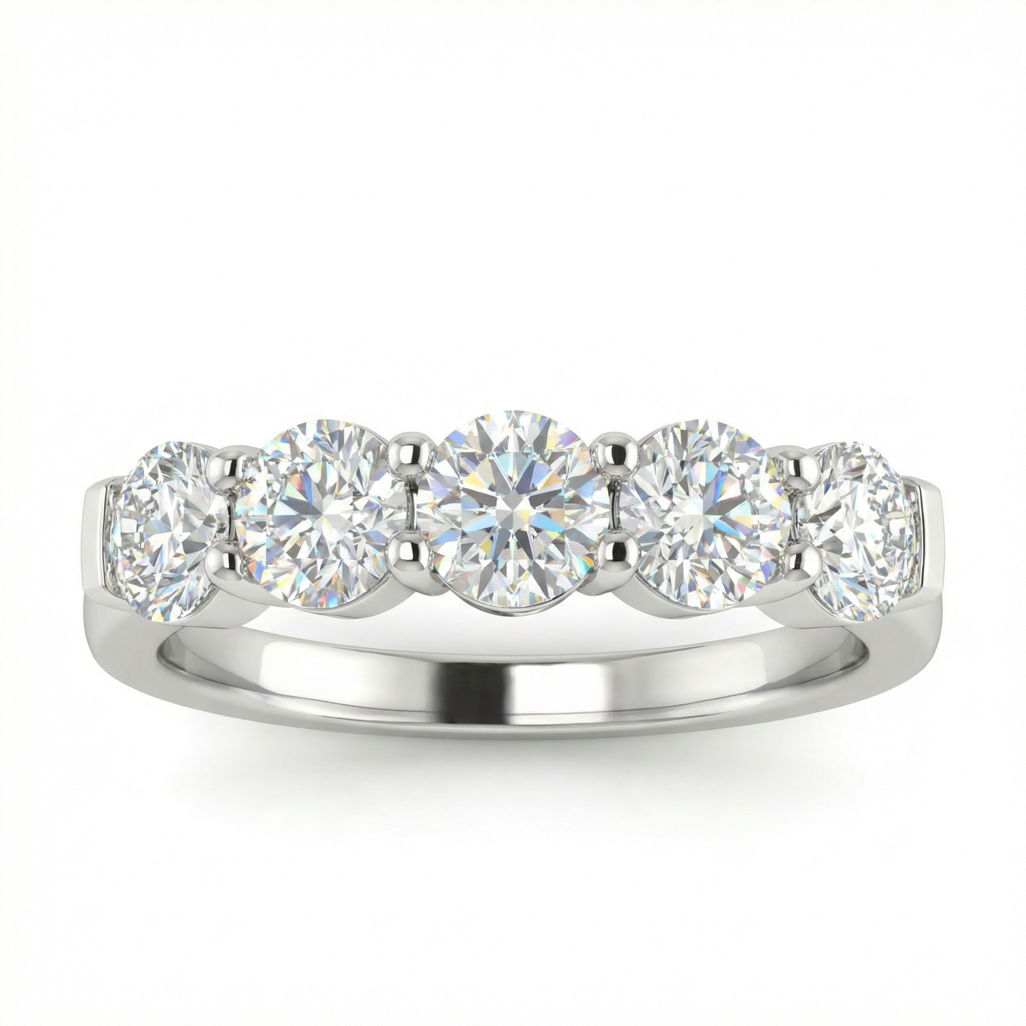 Five Stone Round Diamond Band in White Gold | 1.25 Carat | VS1 Clarity | Luxury Anniversary Ring | Saleh Sallom-Saleh Sallom Main image