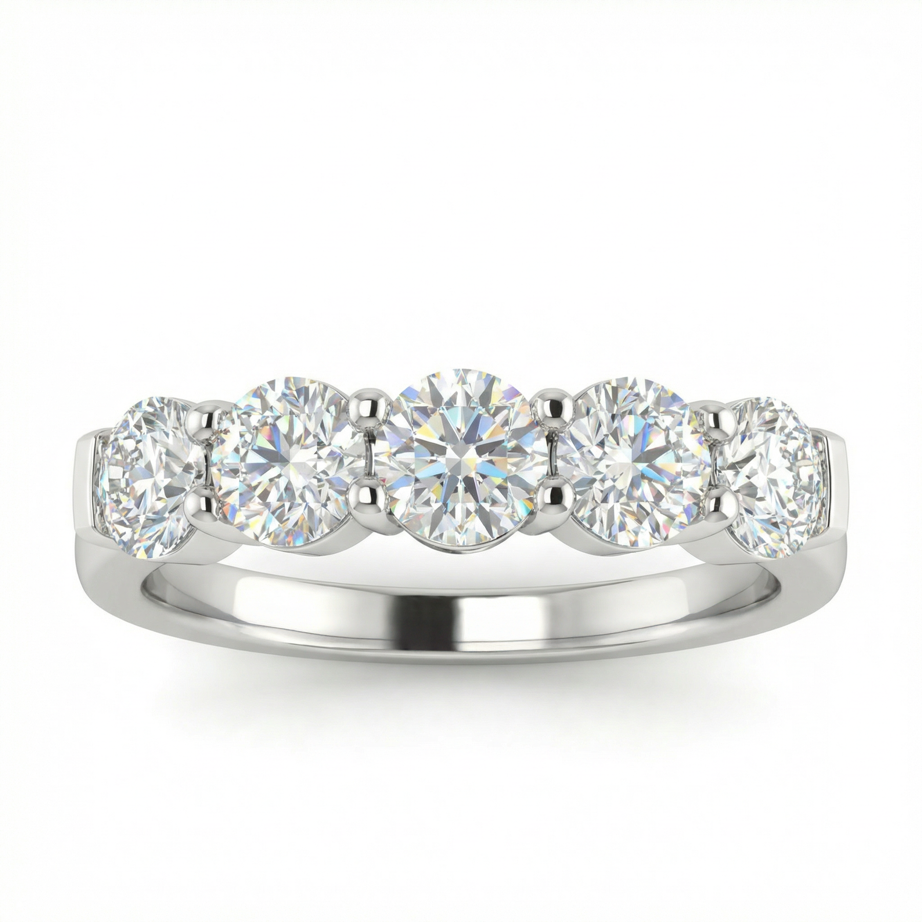 Five Stone Round Diamond Band in White Gold | 1.25 Carat | VS1 Clarity | Luxury Anniversary Ring | Saleh Sallom-Saleh Sallom