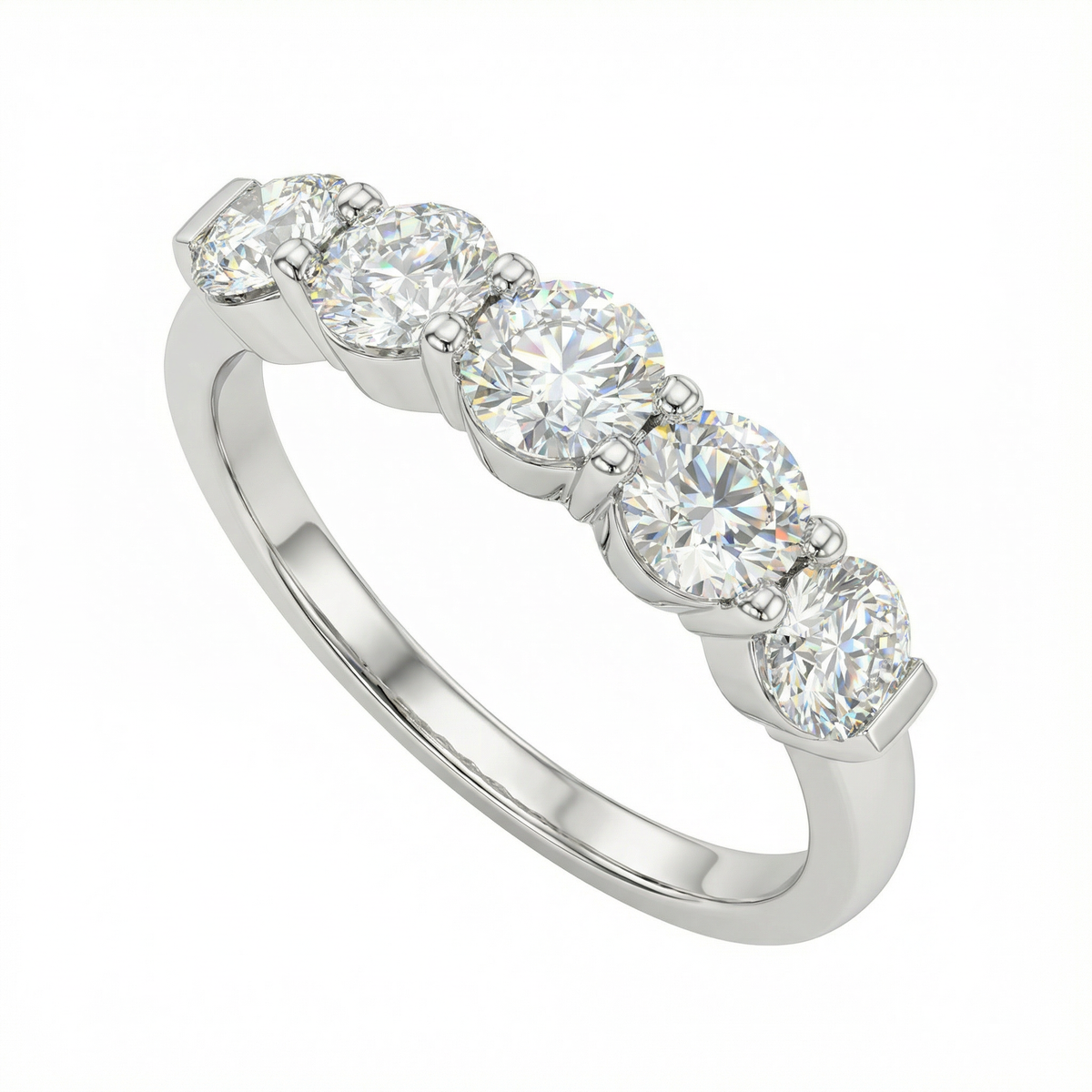 Five Stone Round Diamond Band in White Gold | 1.25 Carat | VS1 Clarity | Luxury Anniversary Ring | Saleh Sallom-Saleh Sallom