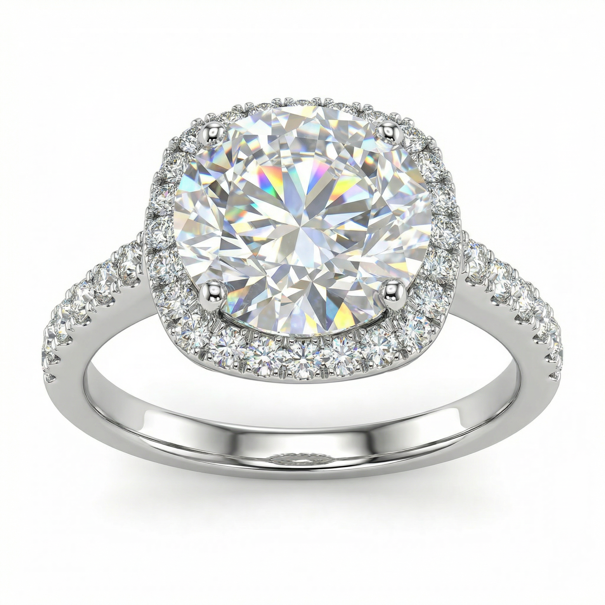 Round Brilliant Halo Diamond Ring in White Gold | 3.18 Carat | Luxury Engagement Ring | Saleh Sallom-Saleh Sallom Main image
