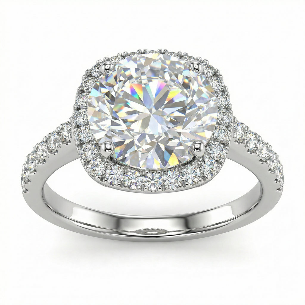 Round Brilliant Halo Diamond Ring in White Gold | 3.18 Carat | Luxury Engagement Ring | Saleh Sallom-Saleh Sallom