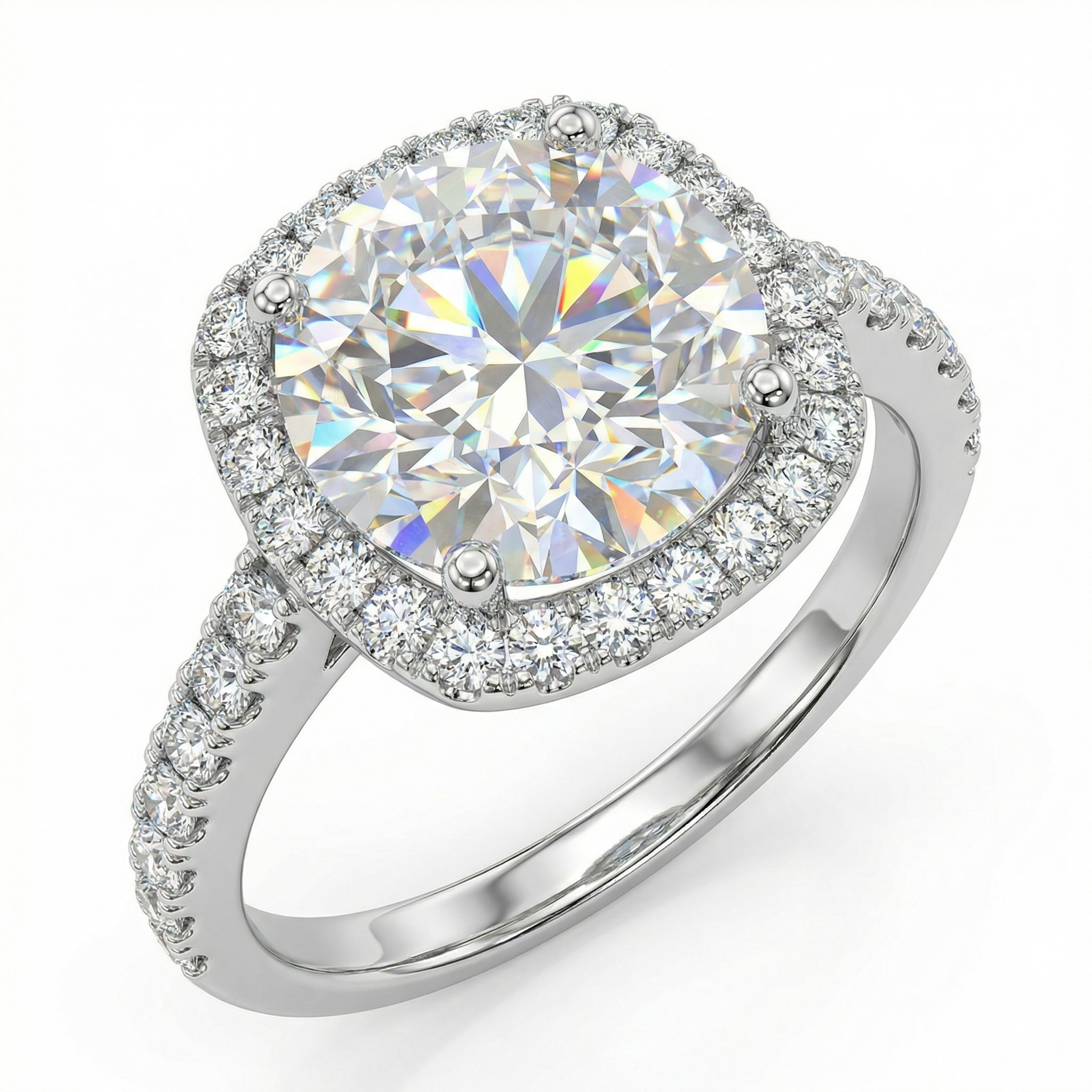 Round Brilliant Halo Diamond Ring in White Gold | 3.18 Carat | Luxury Engagement Ring | Saleh Sallom-Saleh Sallom