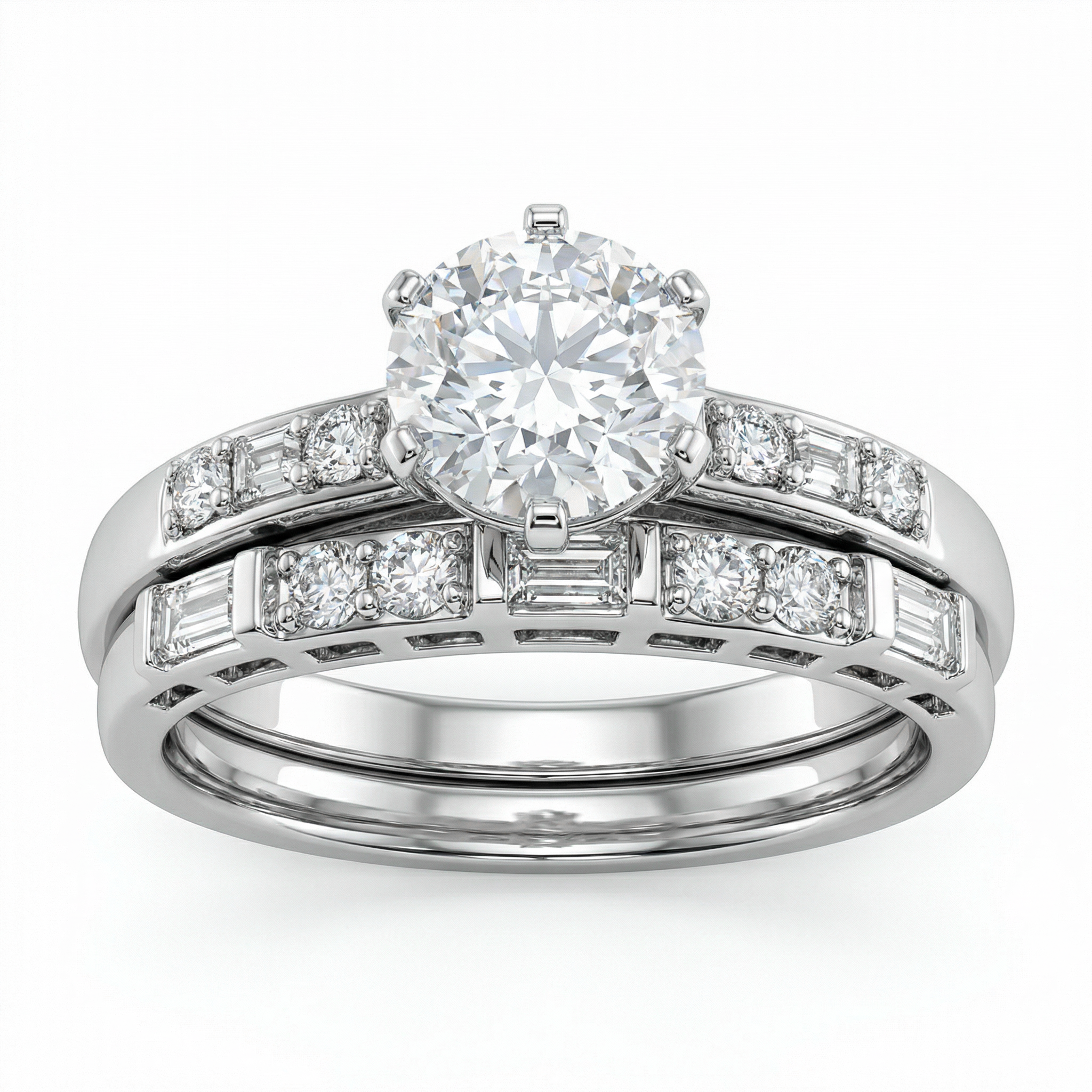 1.01 Carat E VS1 Lab Diamond Bridal Set in 18K White Gold | IGI Certified | Saleh Sallom-Saleh Sallom Main image