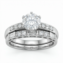 1.01 Carat E VS1 Lab Diamond Bridal Set in 18K White Gold | IGI Certified | Saleh Sallom-Saleh Sallom