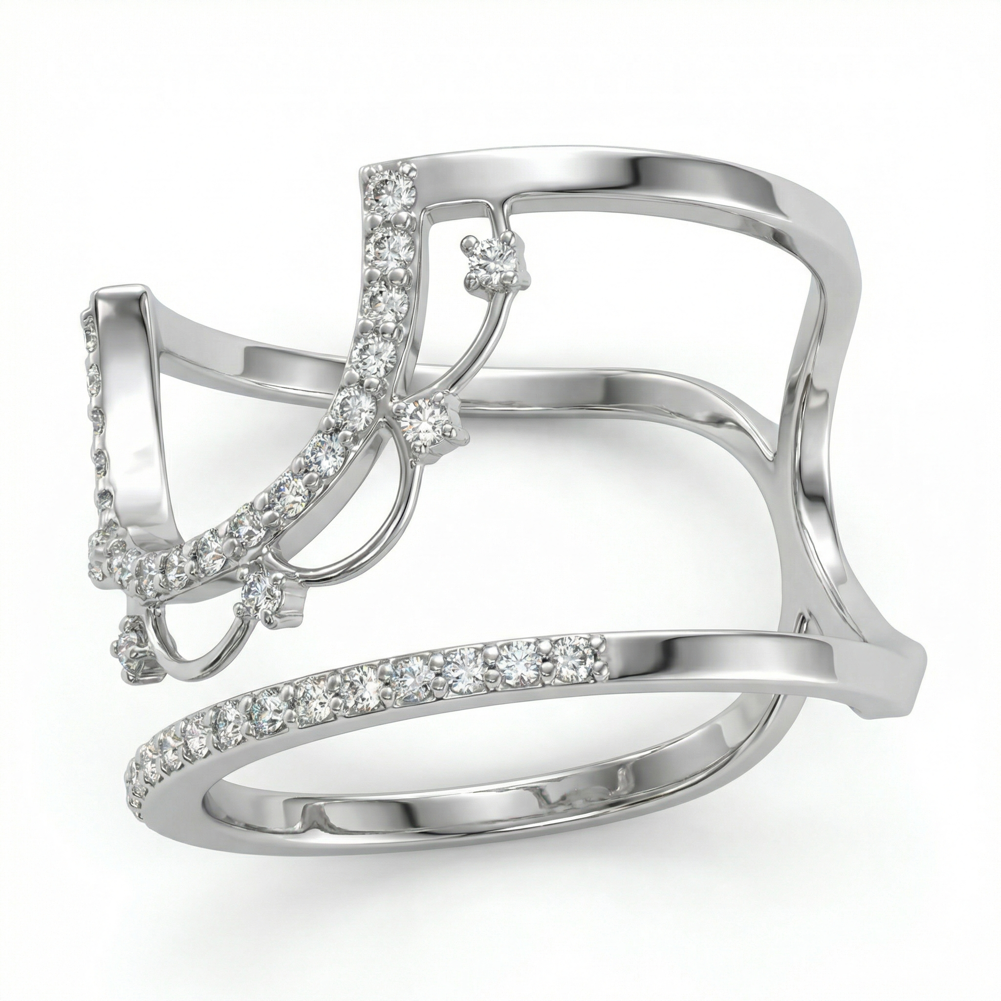 0.12 Carat Lab Diamond Fashion Ring in 18K White Gold | 42 Diamonds | Saleh Sallom Secondary image