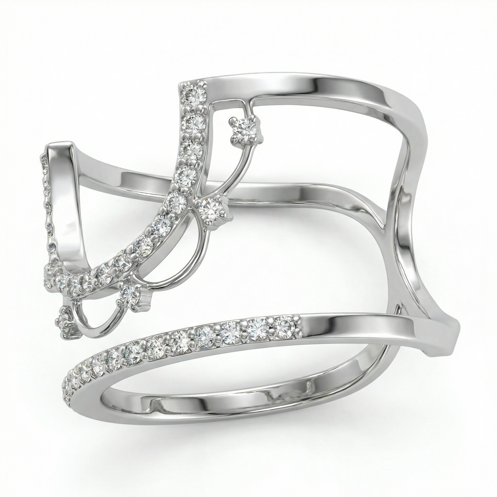 0.12 Carat Lab Diamond Fashion Ring in 18K White Gold | 42 Diamonds | Saleh Sallom-Saleh Sallom