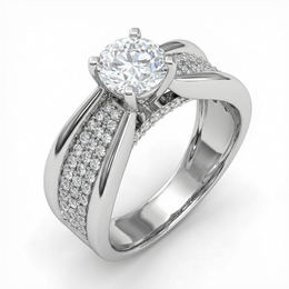 1.07 Carat E VS2 Lab Diamond Ring with 1.74ct Total Diamonds in 18K White Gold | Saleh Sallom-Saleh Sallom