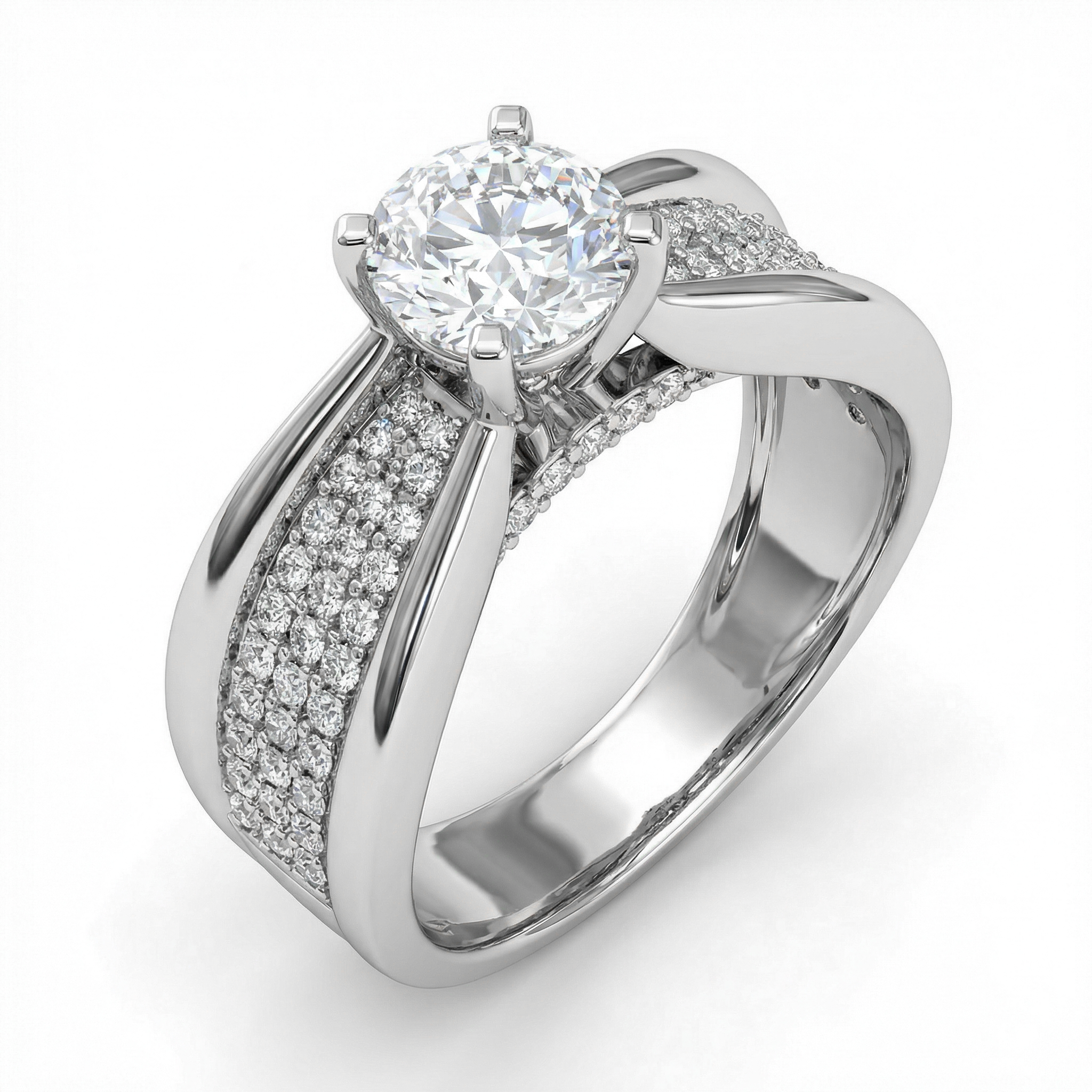 1.07 Carat E VS2 Lab Diamond Ring with 1.74ct Total Diamonds in 18K White Gold | Saleh Sallom-Saleh Sallom