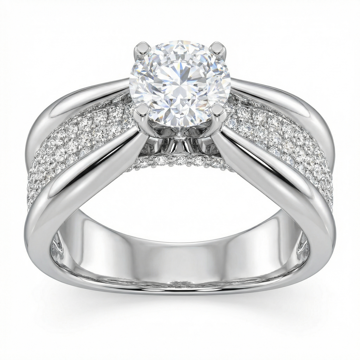 1.07 Carat E VS2 Lab Diamond Ring with 1.74ct Total Diamonds in 18K White Gold | Saleh Sallom-Saleh Sallom