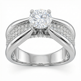 1.07 Carat E VS2 Lab Diamond Ring with 1.74ct Total Diamonds in 18K White Gold | Saleh Sallom-Saleh Sallom