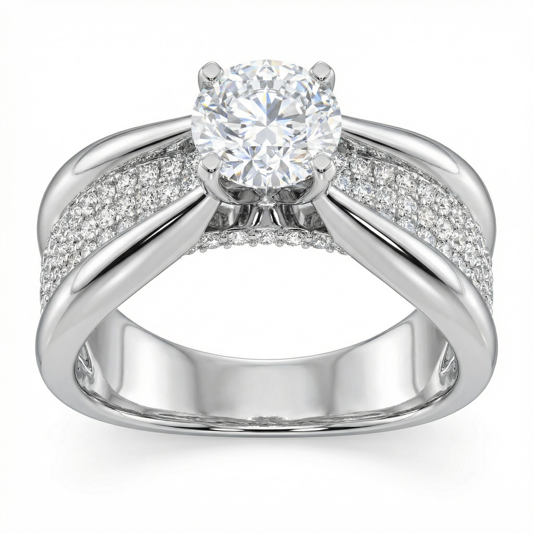 1.07 Carat E VS2 Lab Diamond Ring with 1.74ct Total Diamonds in 18K White Gold | Saleh Sallom-Saleh Sallom