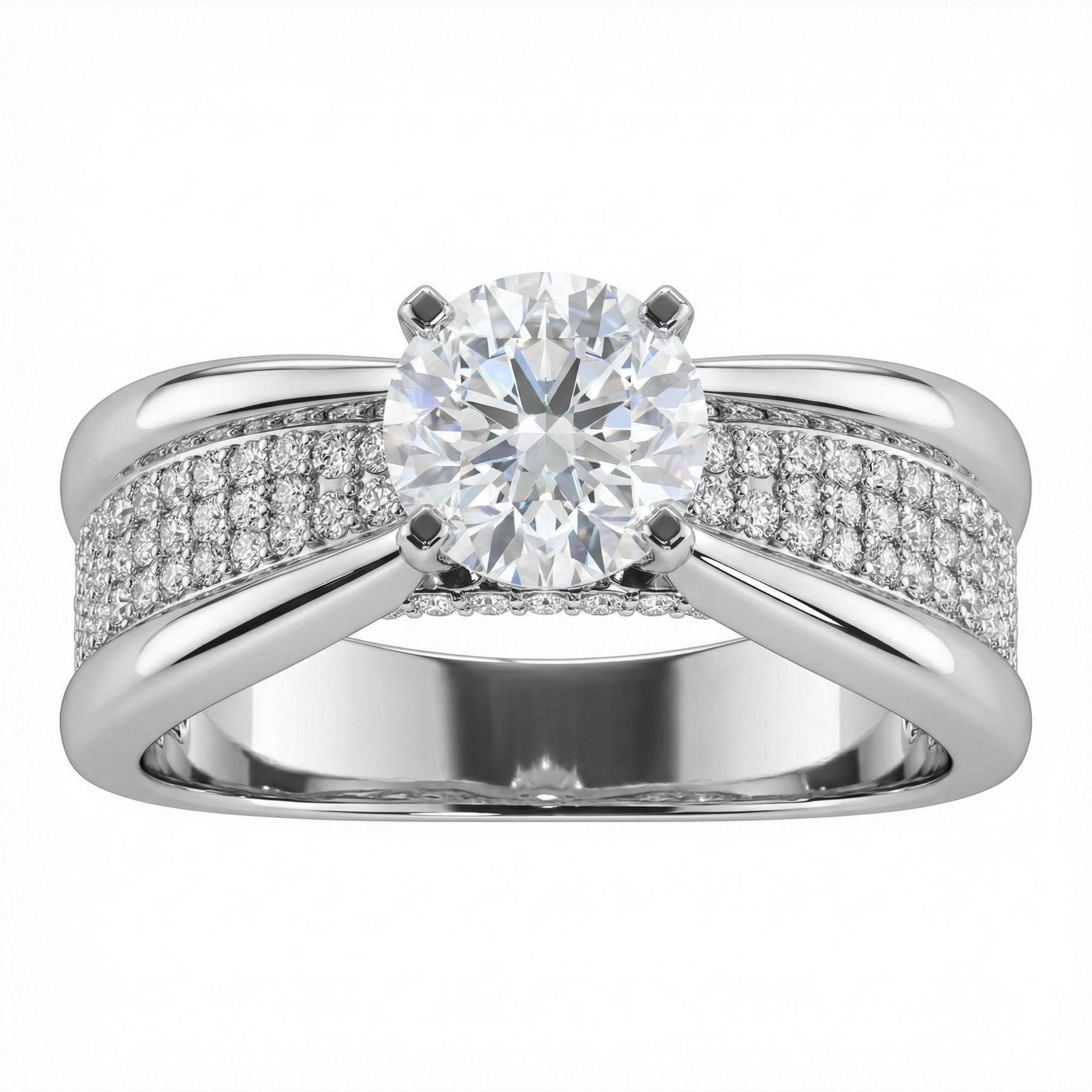 1.07 Carat E VS2 Lab Diamond Ring with 1.74ct Total Diamonds in 18K White Gold | Saleh Sallom-Saleh Sallom