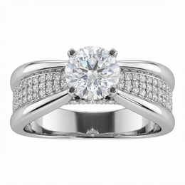 1.07 Carat E VS2 Lab Diamond Ring with 1.74ct Total Diamonds in 18K White Gold | Saleh Sallom-Saleh Sallom