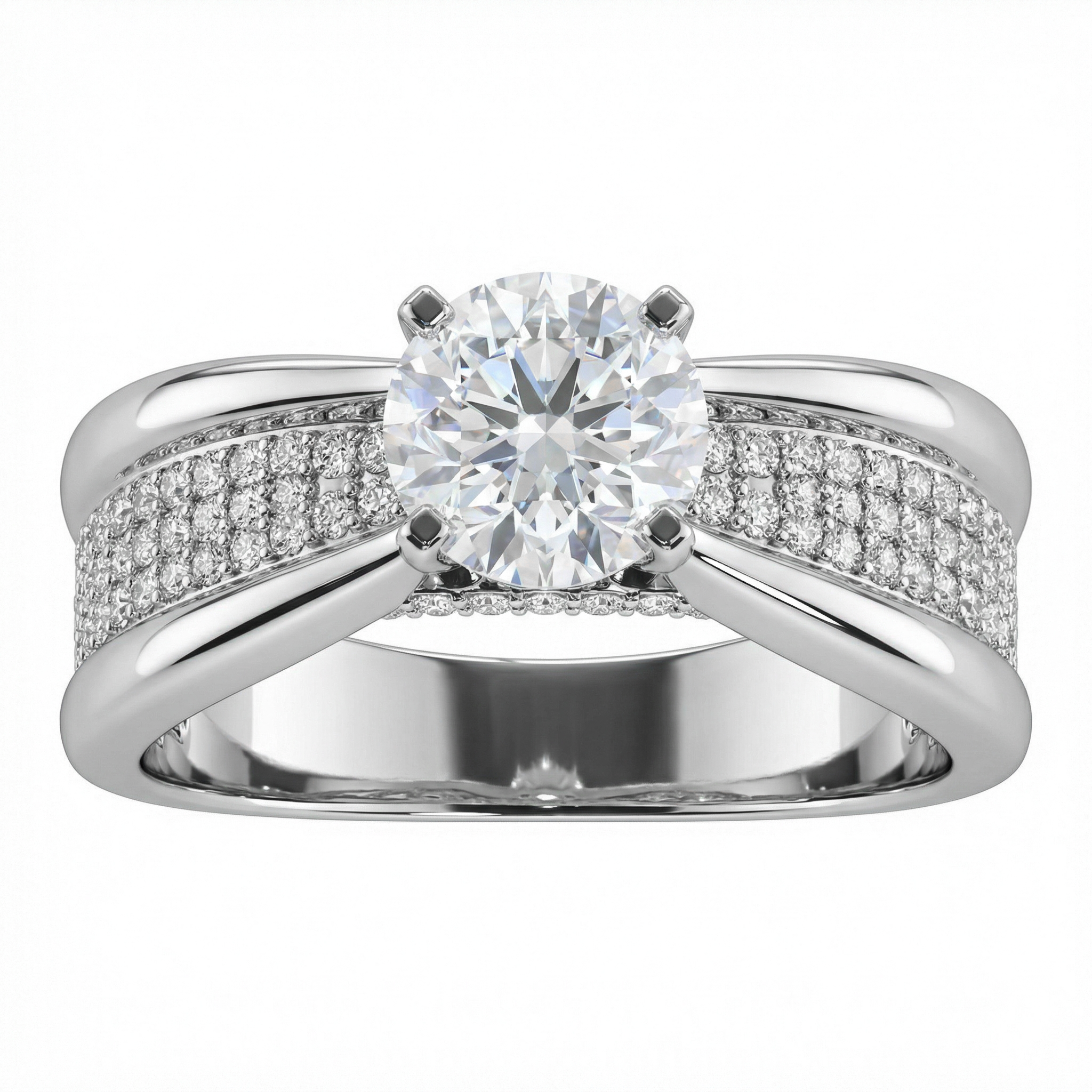 1.07 Carat E VS2 Lab Diamond Ring with 1.74ct Total Diamonds in 18K White Gold | Saleh Sallom-Saleh Sallom