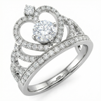 1.49 Carat Total Diamond Crown Heart Ring in 18K White Gold | Saleh Sallom-Saleh Sallom