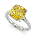 6.44 Carat Cushion-Cut Yellow Lab Sapphire Ring with Diamond Accents in 18K White Gold | Saleh Sallom-Saleh Sallom
