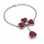 Red Heart Gemstone Clover Bracelet in White Gold | Romantic Luxury | Saleh Sallom-Saleh Sallom
