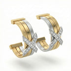 Natural Diamond “X” Set | 0.60 Ct Diamonds | Two-Tone Gold | Necklace, Bangle & Earrings | Saleh Sallom-Saleh Sallom
