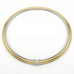 Natural Diamond “X” Set | 0.60 Ct Diamonds | Two-Tone Gold | Necklace, Bangle & Earrings | Saleh Sallom-Saleh Sallom