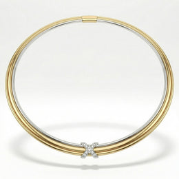 Natural Diamond “X” Set | 0.60 Ct Diamonds | Two-Tone Gold | Necklace, Bangle & Earrings | Saleh Sallom-Saleh Sallom