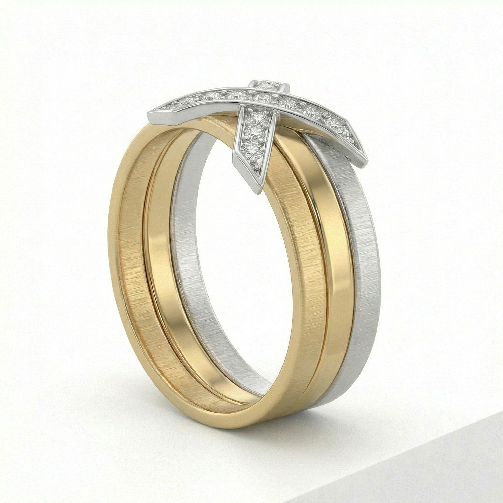 Natural Diamond “X” Set | 0.60 Ct Diamonds | Two-Tone Gold | Necklace, Bangle & Earrings | Saleh Sallom-Saleh Sallom