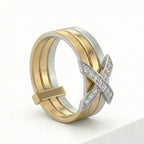 Natural Diamond “X” Set | 0.60 Ct Diamonds | Two-Tone Gold | Necklace, Bangle & Earrings | Saleh Sallom-Saleh Sallom