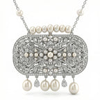 Natural Diamond & Pearl Statement Necklace | 1.60 Ct Diamonds | 18K White Gold | Saleh Sallom-Saleh Sallom
