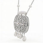 Natural Diamond & Pearl Statement Necklace | 1.60 Ct Diamonds | 18K White Gold | Saleh Sallom-Saleh Sallom