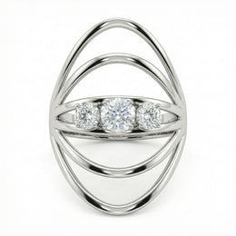 Natural Three-Stone Diamond Ring | 0.75 Ct | Modern Open Band Design | Saleh Sallom Jewelry-Saleh Sallom