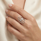 Natural Three-Stone Diamond Ring | 0.75 Ct | Modern Open Band Design | Saleh Sallom Jewelry-Saleh Sallom