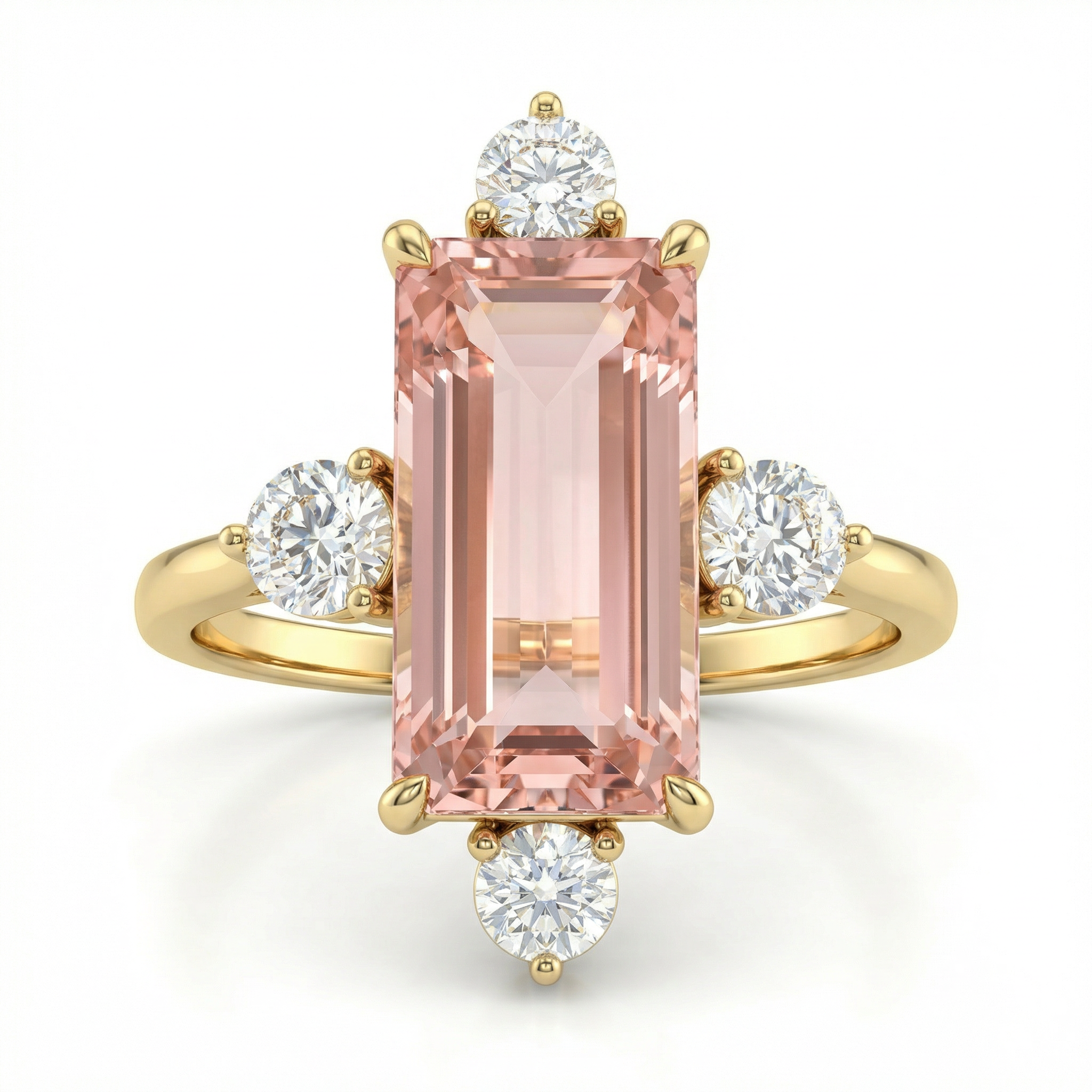 Natural Morganite & Diamond Ring | 7.28 Ct | Emerald Cut Morganite | Saleh Sallom Jewelry-Saleh Sallom Main image