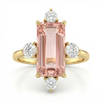 Natural Morganite & Diamond Ring | 7.28 Ct | Emerald Cut Morganite | Saleh Sallom Jewelry-Saleh Sallom