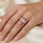 Natural Morganite & Diamond Ring | 7.28 Ct | Emerald Cut Morganite | Saleh Sallom Jewelry-Saleh Sallom