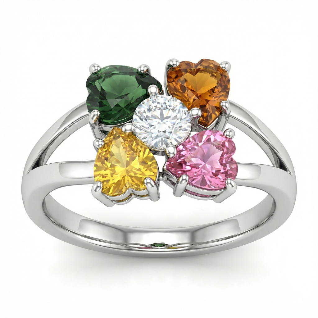 Multicolor Gemstone & Diamond Ring | 2.13 Ct | Floral Cluster Design | Saleh Sallom Jewelry-Saleh Sallom