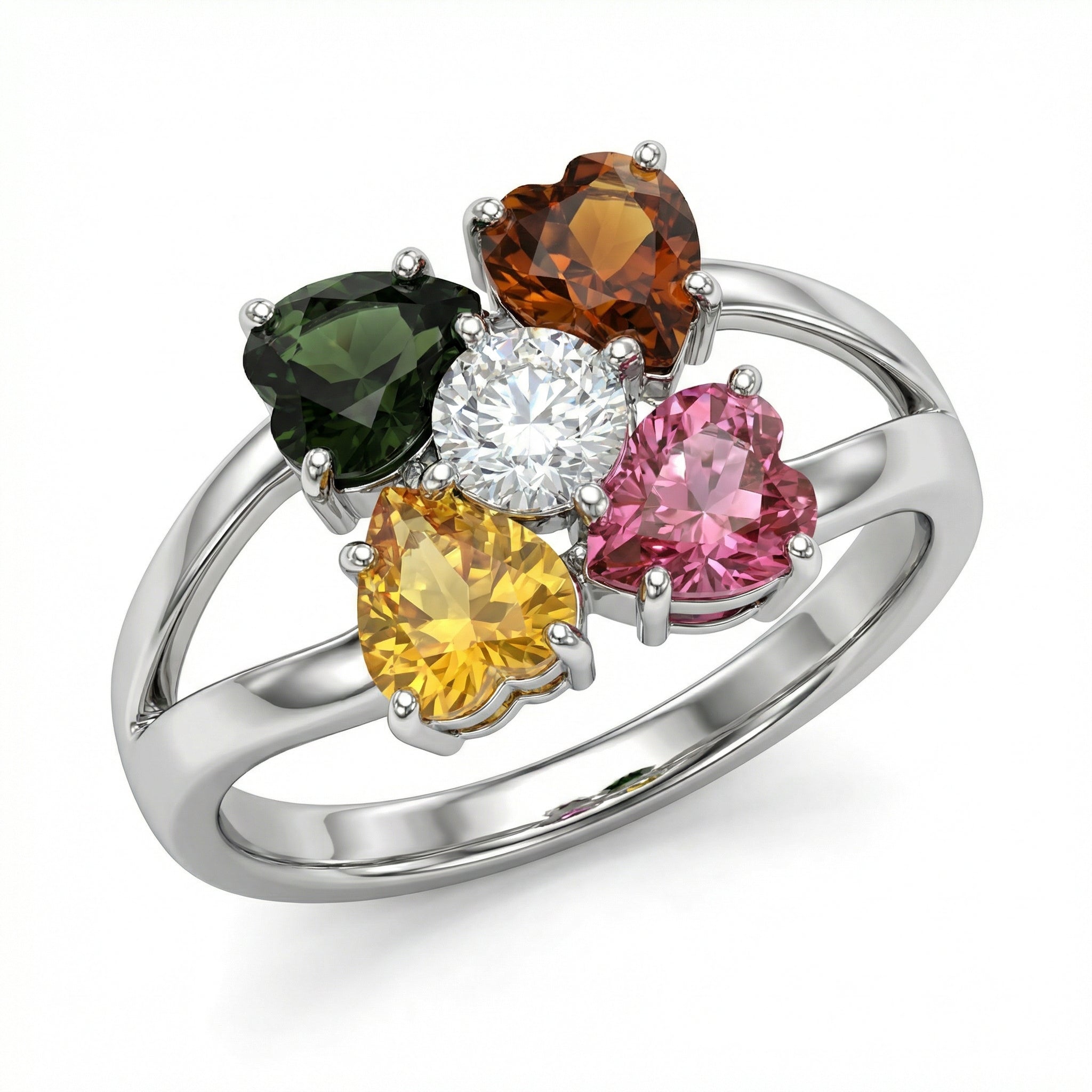 Multicolor Gemstone & Diamond Ring | 2.13 Ct | Floral Cluster Design | Saleh Sallom Jewelry Secondary image