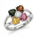 Multicolor Gemstone & Diamond Ring | 2.13 Ct | Floral Cluster Design | Saleh Sallom Jewelry-Saleh Sallom